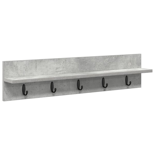 vidaXL Porte-manteau mural avec étagère Montage mural Gris béton 80 x 10.5 x 18 cm