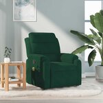 vidaXL Fauteuil de massage inclinable vert foncé velours