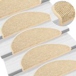 vidaXL Tapis d'escalier 15 pièces 65 x 21 x 4 cm Beige clair Demi-rond Grand