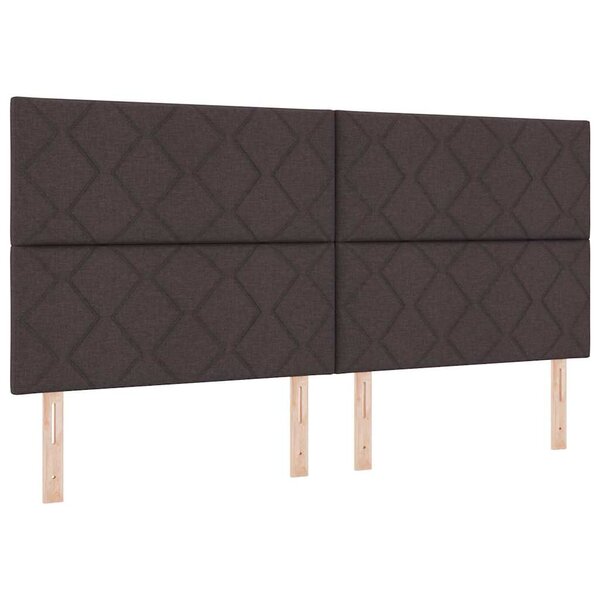 vidaXL Lit à ressort LED avec matelas Marron foncé 200 x 200 cm tissu