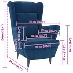 vidaXL Fauteuil bleu velours