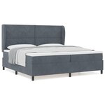 Lit Box Spring vidaXL avec matelas Gris foncé 200x200 cm Velours