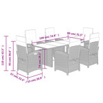 vidaXL Ensemble à manger de jardin et coussins 7 Pièces beige poly rotin