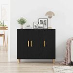 vidaXL Buffet Noir 90 x 34 x 80 cm Bois d'ingénierie