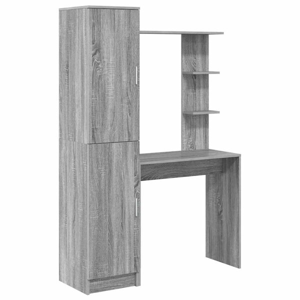 vidaXL Bureau avec rangement 2 Pièces Sonoma gris 78.5 x 37 x 154.5 cm