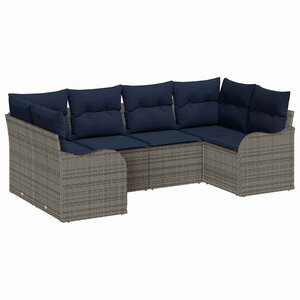 vidaXL Ensemble de Canapés avec coussin 6 Pièces Gris Poly Rattan