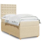 vidaXL Sommier à lattes de lit avec matelas Crème 90x200 cm Tissu
