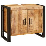 vidaXL Meuble sous-vasque de salle de bain Bois de mangue massif  fer
