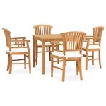 vidaXL Ensemble à manger de jardin 5Pièces avec coussins bois teck solide