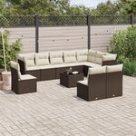 vidaXL Salon de jardin et coussins 11 Pièces marron résine tressée