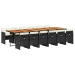 vidaXL Ensemble à manger de jardin 13 Pièces coussins noir résine tressée