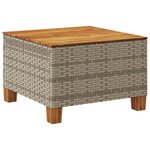 vidaXL Table de jardin gris 55x55x36 cm résine tressée et bois acacia