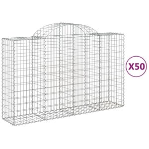 vidaXL Paniers à gabions arqués 50 Pièces 200x50x120/140 cm Fer galvanisé