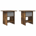 vidaXL Table de chevet 2 pc Chêne fumé 41 x 40 x 45 cm