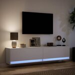 vidaXL Meuble TV mural avec LED blanc 180x31x38 cm