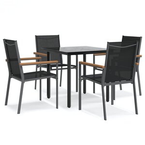 vidaXL Ensemble à manger de jardin 5 Pièces noir textilène et acier