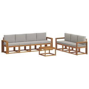 vidaXL Ensemble de canapés d'extérieur 8 Pièces Gris Naturel et Clair