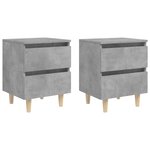 vidaXL Tables de chevet pieds en pin 2 Pièces gris béton 40x35x50 cm