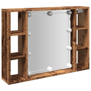 vidaXL Armoire à miroir et LED vieux bois 76x15x55cm bois d'ingénierie