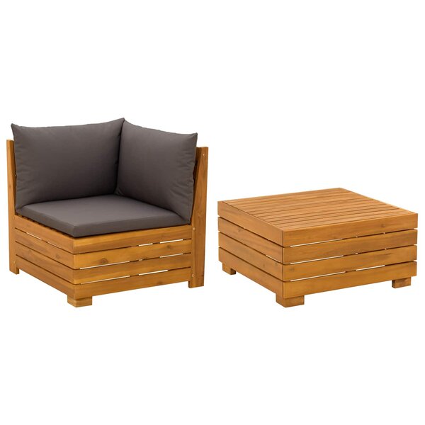 vidaXL 2 Pièce Ensemble de salon de jardin Bois d'Acacia Massif Marron