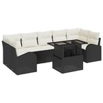 vidaXL Ensemble de canapé de jardin 8 Pièces Noir Poly Rattan