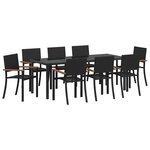 vidaXL Ensemble de salle à manger pour jardin 9 Pièces Noir