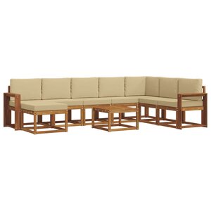 vidaXL Ensemble de canapés d'extérieur 9 Pièces Naturel et Beige