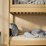 Flexa WHITE Lit superpose avec echelle droite 90 x 200 cm Barriere a barreaux Beige sable