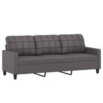 vidaXL Ensemble de canapés 3 Pièces avec coussins Gris Similicuir