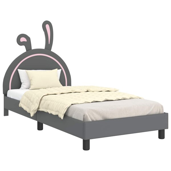 vidaXL Cadre de lit pour enfants avec tête de lit Gris clair PU