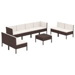 vidaXL Salon de jardin 9 Pièces avec coussins résine tressée marron