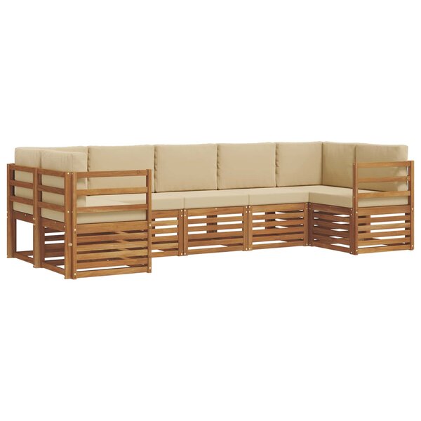 vidaXL Ensemble de canapé d'angle avec coussin 7 Pièces Naturel et Beige