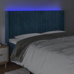 vidaXL Tête de lit à LED Bleu foncé 163x16x118/128 cm Velours