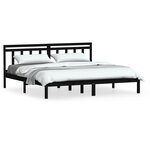 vidaXL Cadre de lit Noir Bois de pin massif 200x200 cm