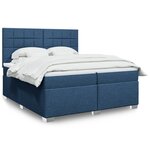 vidaXL Sommier à lattes de lit avec matelas Bleu 200x200 cm Tissu