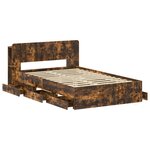 vidaXL Cadre de lit avec rangement Chêne fumé 120 x 190 cm