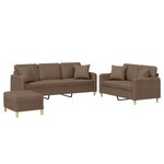 vidaXL Ensemble de canapés 3 Pièces avec coussins marron tissu