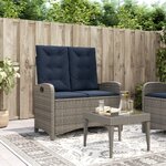 vidaXL Banc inclinable de jardin avec coussins gris résine tressée