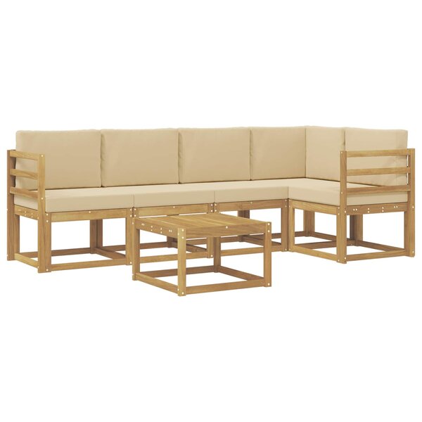 vidaXL Ensemble de canapés d'extérieur 6 Pièces Blanc et Beige