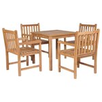 vidaXL Ensemble de salle à manger d'extérieur 5Pièces Bois solide de teck