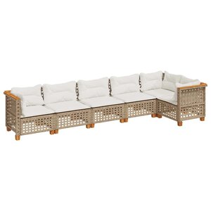 vidaXL Salon de jardin avec coussins 6 Pièces beige résine tressée