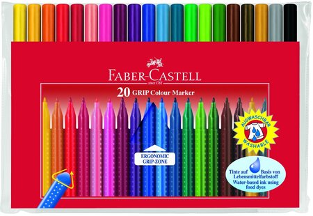 Stylo feutre GRIP COLOUR MARKER pack étui de 20 FABER-CASTELL