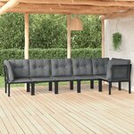 vidaXL Salon de jardin 6 Pièces noir et gris résine tressée