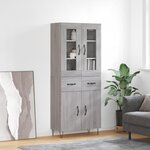vidaXL Buffet haut Sonoma gris 69 5x34x180 cm Bois d'ingénierie