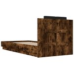 vidaXL Cadre de lit tête de lit et lumières LED chêne fumé 90x200 cm