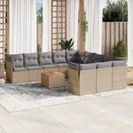 vidaXL Salon de jardin et coussins 12 Pièces mélange beige résine tressée