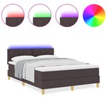 vidaXL Lit avec sommier et matelas LED marron foncé 140x200 cm tissu