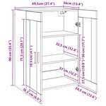 vidaXL Meuble mural Chêne noir 69 5 x 34 x 90 cm Bois d'ingénierie