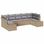 vidaXL Ensemble de canapé de jardin 7 Pièces Beige Poly rotin
