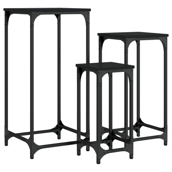 vidaXL Tables d’appoint gigognes 3 Pièces noir bois d'ingénierie